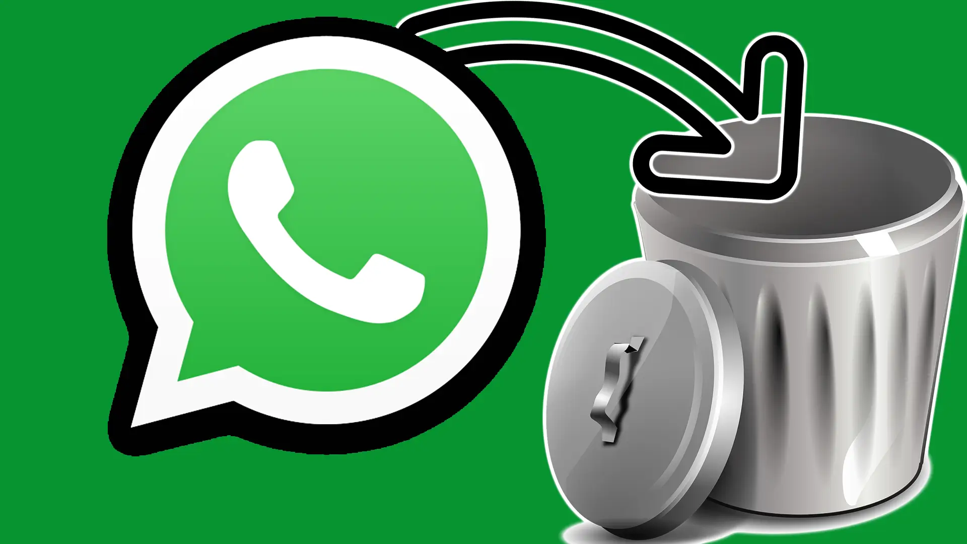 Whatsapp con freccia che punta dentro al cestino