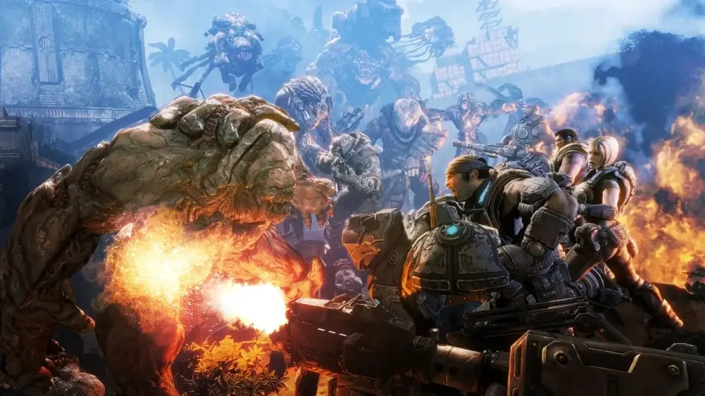 Lotta tra locuste e Marcus Fenix